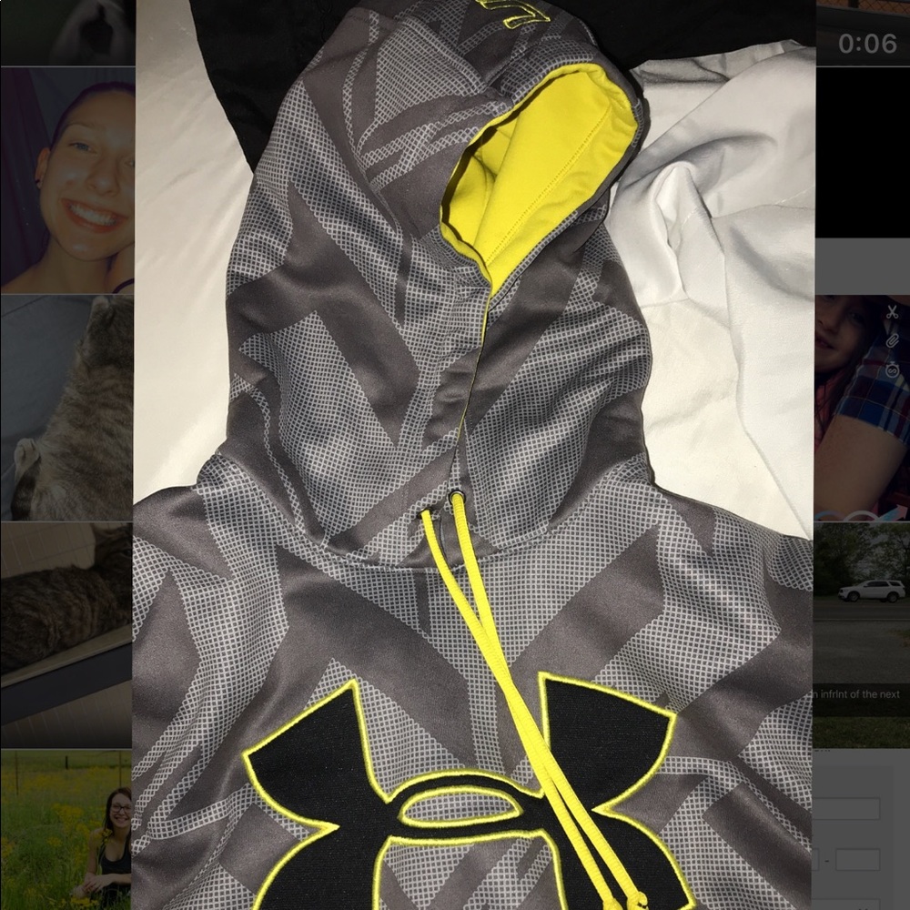 Gray and Yellow Under Armour Hoodie